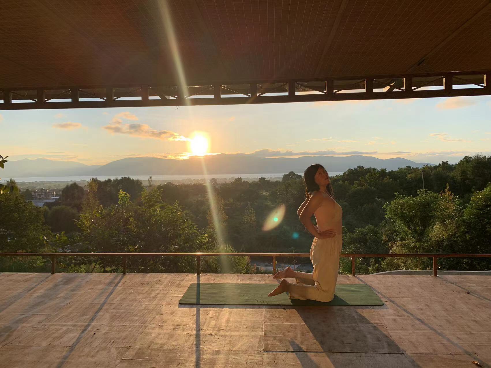 Yoga practice outdoors